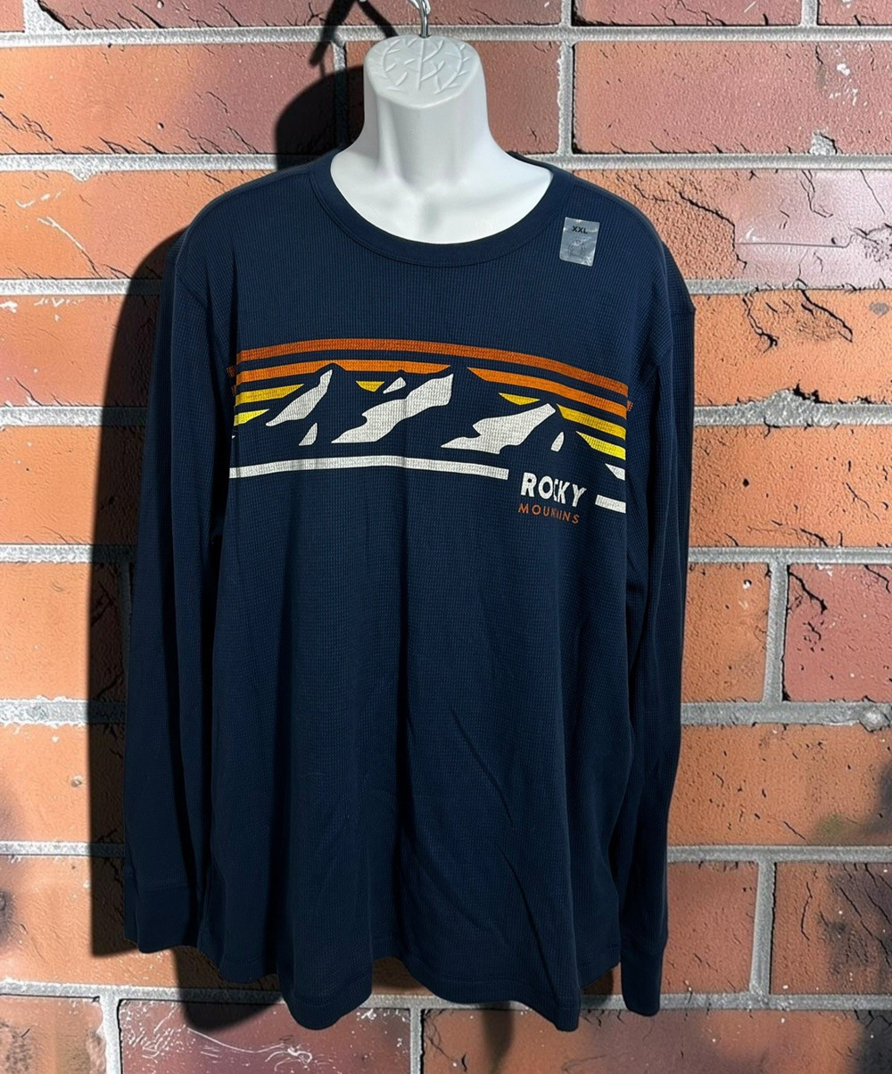 Old Navy Graphic Thermal Long Sleeve Sweater Sz XXL Rocky Mountains Gorpcore